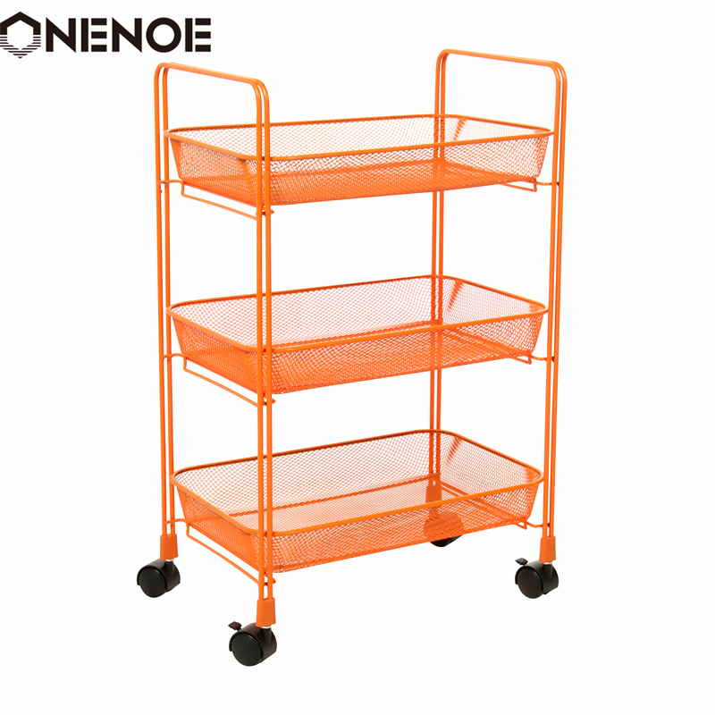 Onenoe تصميم Modern Meth Mesh 3 مستويات منظم التخزين متعدد الاستخدامات المطبخ المطبخ المطبخ الثقيل القابلية للتخزين العربة مع سلال